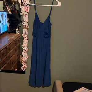 Elegant Blue Spaghetti Strap Dress